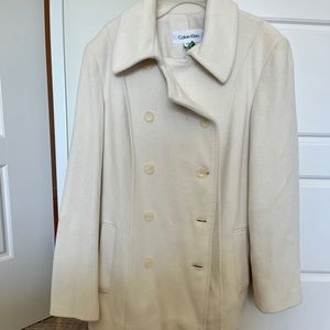Calvin Klein Cream pea coat in Size 8